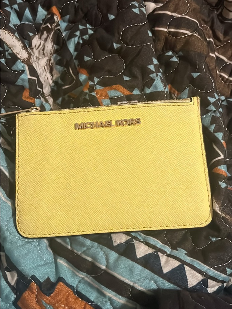 Michael Kors Lemon Yellow Saffiano Zip Card Holder